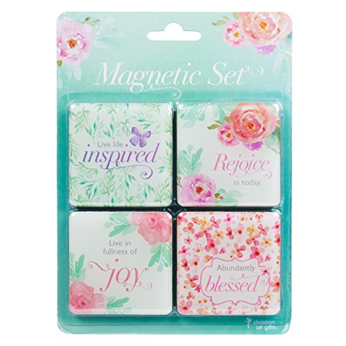 Christian Art Gifts Pink Floral Refrigerator Blessed Joy Live