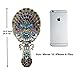 Ivenf Extra Large Size Vintage Oval Make-Up Hand/Table Mirror, Dress Table Decoration, Spreading Tail Peacock, Antique Pewter
