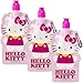 Zak! Hello Kitty (3 Pack) 16oz Collapsible Kids Water Bottles with Clips Sanrio Reusable