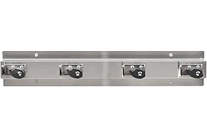 Ex-Cell Kaiser 333-4 SS Stainless Steel Mop and Broom Holder with 4 Rubber Cams, 24" Width x 3" Depth x 4" Height