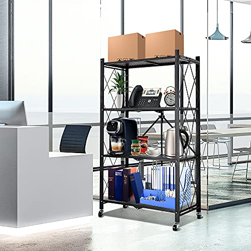 hantop 4 Tier Metal Storage Shelves, Toolless Assembly, Folding