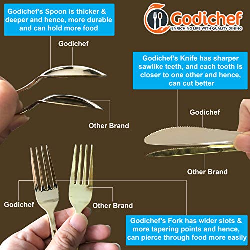 GODICHEF 300 Premium Royal Gold Plastic Silverware Set 100 Spoons 100