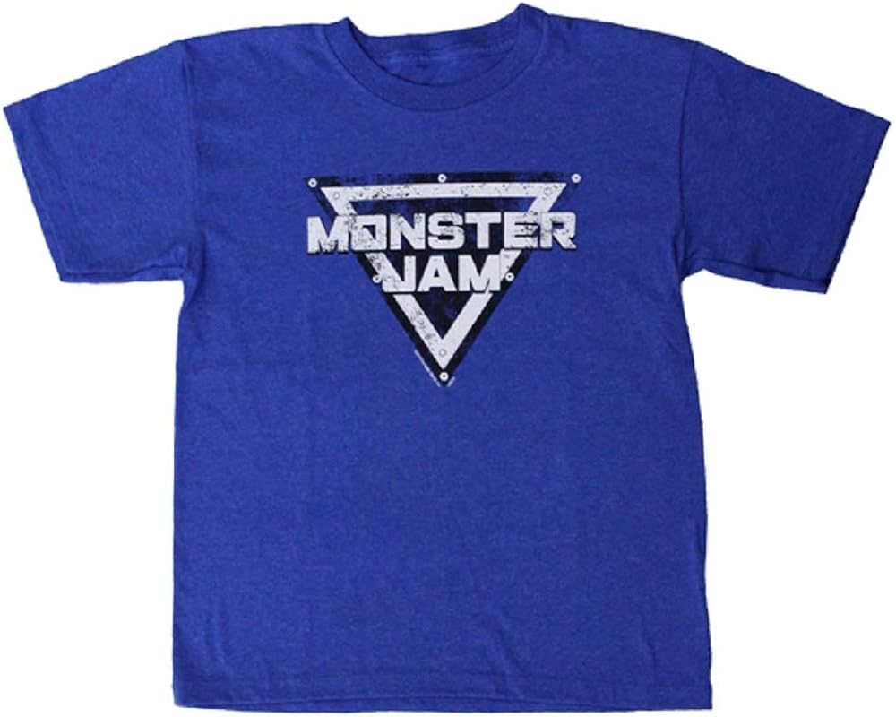 Monster Jam Distressed Blue Youth Tee (Youth Small) Clothing