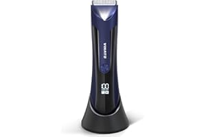 VINATO Electric Body Hair Trimmer - Manscape Ball Trimmer, Groin Hair Trimmer for Men, Waterproof Ball Shaver, USB Recharge Dock Replaceable Ceramic Blade, Male Hygiene Razor, 90 Mins Battery Life