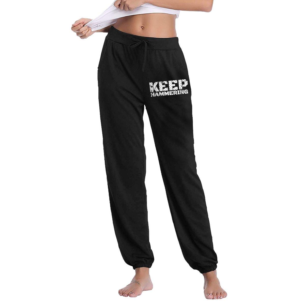 HRiu66@ Fitness Leggings for Womens, Casual Keep Hammering Cotton Sweatpants