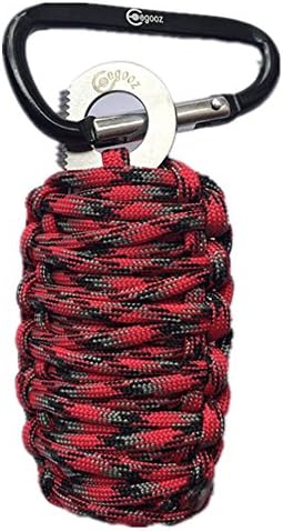 Egooz 550 Paracord Grenade Survival Kit - Carabiner Emergency Kit with 12 Essential Tools include Eye Knife and Fire Starter Multiple Colors Available (Red Camo)