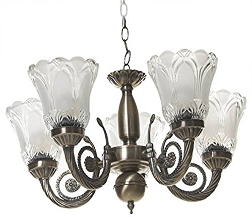Nmii Antique Design Brass Chandelier - 5 Lamps (Imported - 38Cmx38Cmx25Cm)