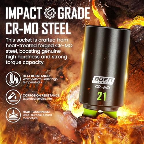 BOEN Pro 80-Piece 1/2" & 3/8" Drive Impact Socket Set, 6 Point, Professional Metric Deep & Shallow Sockets (8-32mm), Cr-Mo, Includes 1/2" Drive 90-Tooth Ratchet Handle for High-Torque Applications