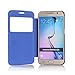 PASONOMI Galaxy S6 Case, [Smart Window View] Samsung Galaxy S6 Folio Wallet Case - Slim Flip Leather Case for Samsung Galaxy S6 Smartphone (Blue)
