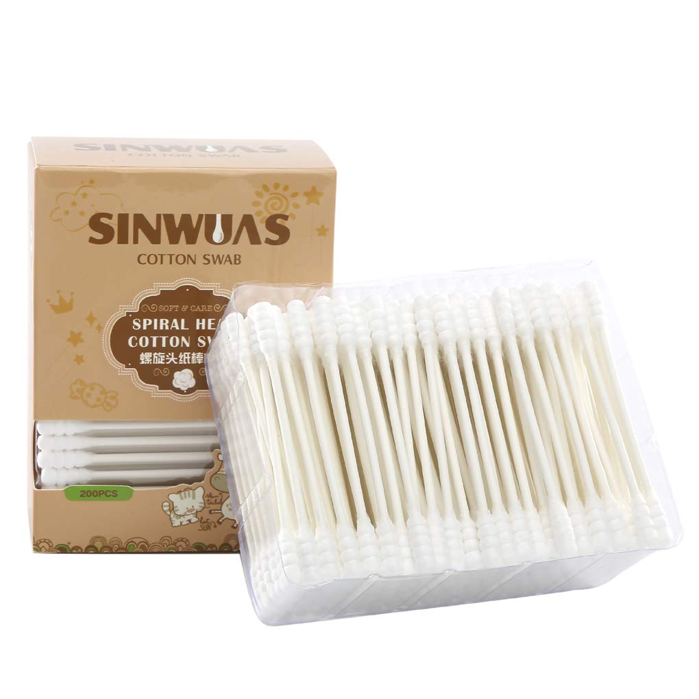 SINWUAS Cotton Swabs 200ct Paper Stick Cotton Swabs