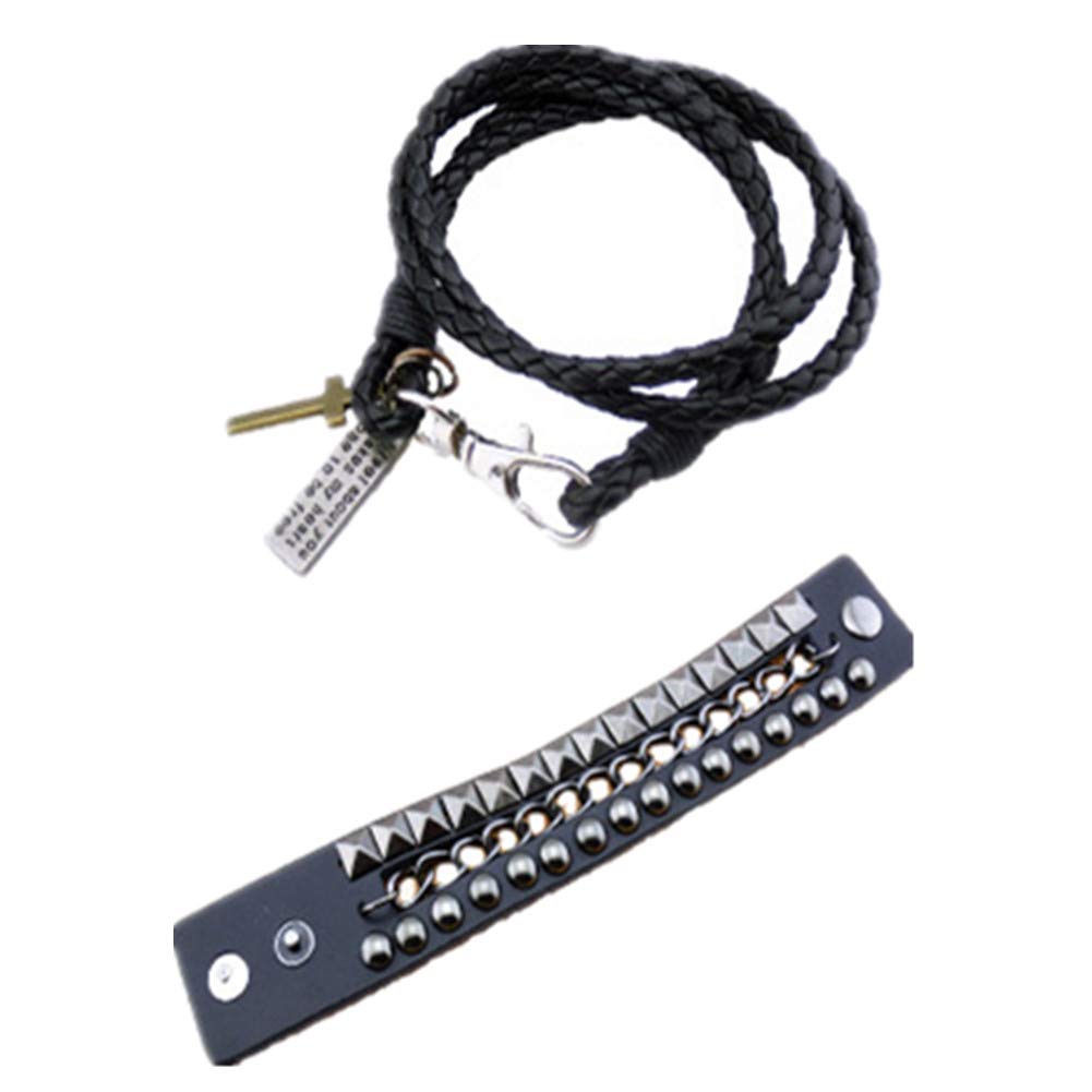 Leather Bracelet Punk Black Leather Friendship Bracelet Womens Personalized Cuff Unisex Bracelet Sl2404