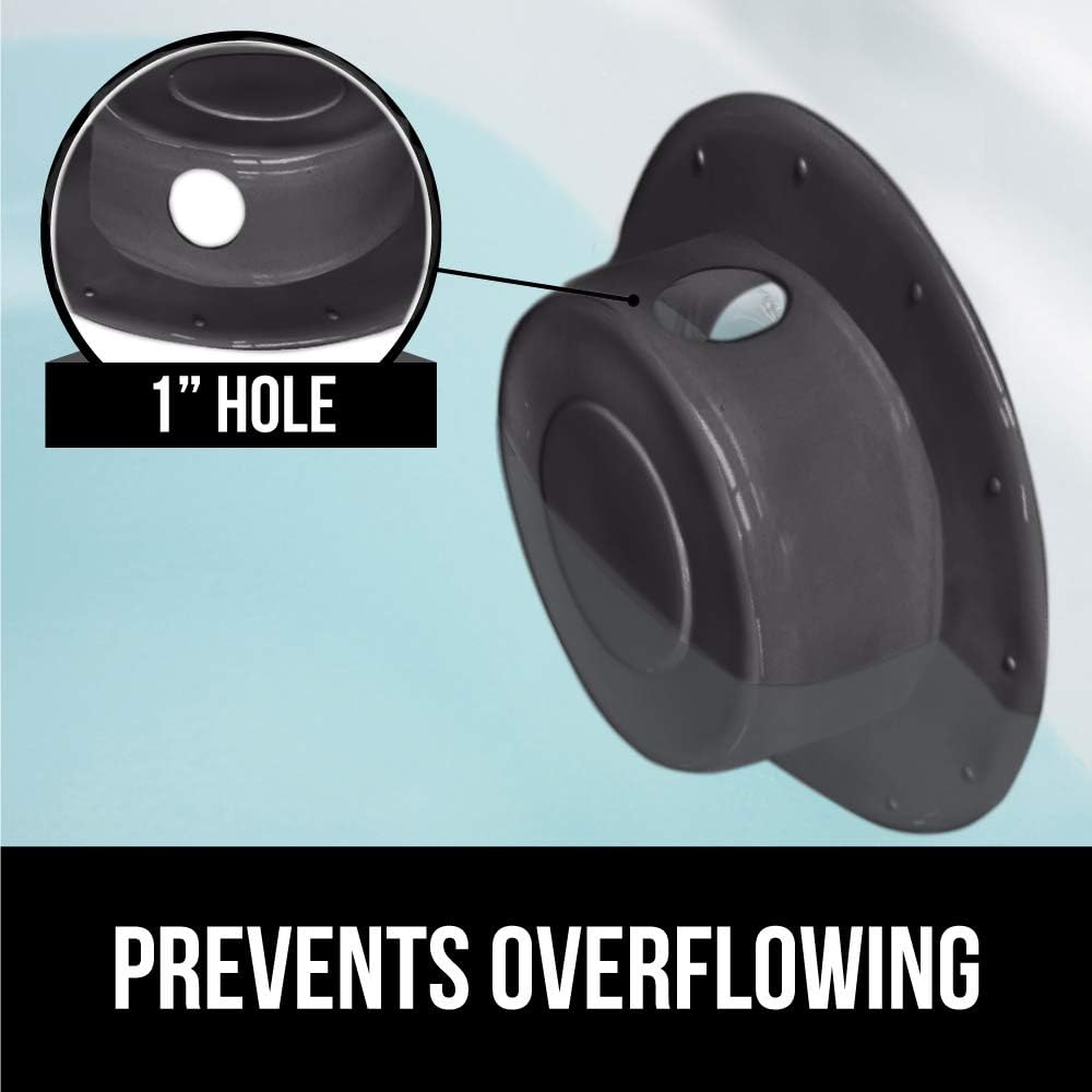 Gorilla Grip Premium Bathtub Overflow Drain Cover, Adds Inches of Water for Deeper and Warmer Bath, Suction Cup Seal, Plug Stopper Covers for Tub Drains, Bathroom Accessories, Charcoal Opaque: Home & Kitchen