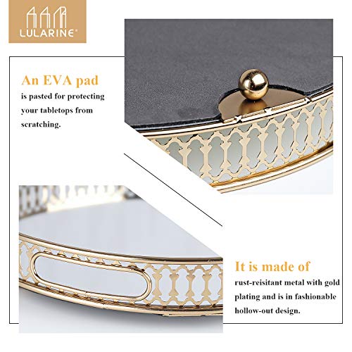 LULARINE Gold Vanity Tray, Decorative Mirror Tray for Home Vanity