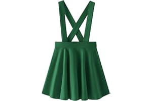 Noomelfish Girls Suspender Skater Skirt Stretchy Cotton Flared Overall Dress (4-12 Years)