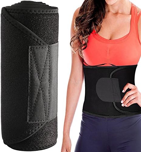 Coolyouth Waist Trimmer, Exercise Band Abdominal Sweat Wrap Adjustable, Loss Weight Fat Burn Cincher Belt, Slim Body-Shape Belly Band, Back & Lumbar Support in Workout (L, Black)