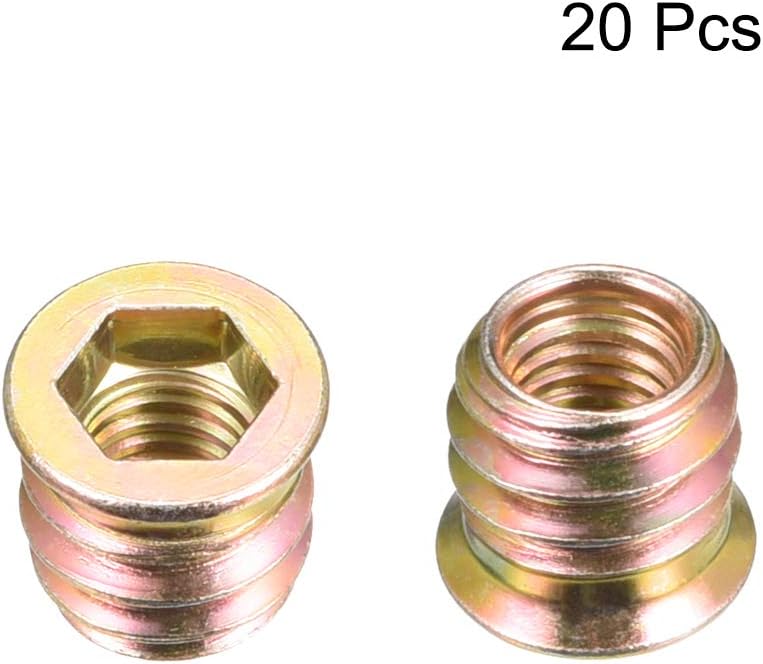 sourcing map Wood Furniture M8x13mm Threaded Insert Nuts Interface Hex Socket Drive 20pcs - Image 3