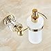 OWOFAN Liquid Soap Dispenser Pump 6.8 oz Wall Mounted Bathroom Lavatory Lotion Dispenser with Glass Bottle, Brass Golden HK-38K