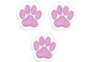 Umama Patch Set of 3 Cute Paw Craft Fabric Cute Pink Cat Dog Footprint Cartoon Retro Fun Embroidered Applique Iron on Patch for Backpacks Jeans Jackets T-Shirt Clothing