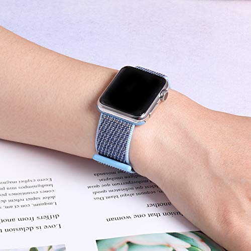 HILIMNY Compatible for Apple Watch Band 40mm, Soft Nylon Sport Loop, with Hook and Loop Fastener, Replacement Band Compatible for iWatch Series 1/2 / 3/4 (40mm, Cerulean) - Thumbnail 4