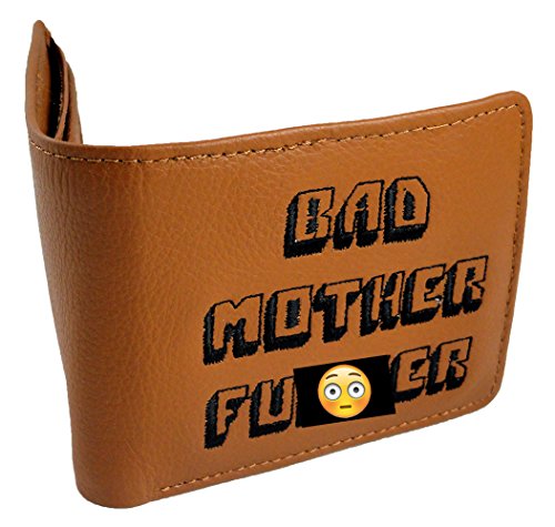 Bad Mother Fu*Ker Leather Wallet (Embroidered Light Brown) (701980999819)