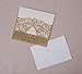 WISHMADE Laser Cut Invitations Cards Sets Gold 50 Pieces for Wedding Birthday Bridal Shower with Envelopes and White Printable Paper Kits