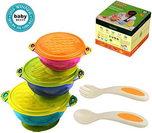 NEOTA Spill-Proof BPA-Free Baby Bowls and Spoon Set with Lids for Baby and Toddler, 3-Count