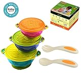 NEOTA Spill-Proof BPA-Free Baby Bowls and Spoon Set with Lids for Baby and Toddler, 3-Count