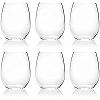 18-ounce Acrylic Glassses Stemless Wine Glasses, set of 6 Clear - Unbreakable, Dishwasher Safe, BPA Free…