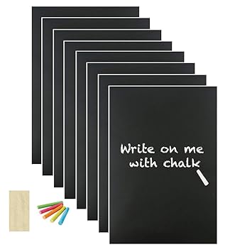 Nourish - 8X A4 Blank Chalkboard Wall Sticker Removable with 6 Free Chalks and 1 Duster