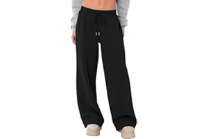 Gumipy Wide Leg Sweatpants Women High Waisted Fleece Lined Sweatpants Drawstring Baggy Sweatpant Trendy Workout Joggers