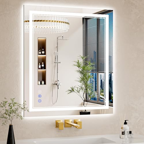 WISSMIELS LED Bathroom Mirror Dimmable Anti-Fog 32 X