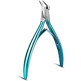 FERYES Toenail Clipper Straight Blade for Ingrown and Thick Nails - Stainless Steel and Sharp Pointed Tip Ingrown Nail Clipper – Wide Jaw Toe Nail Cutter Podiatry Tool Peacock Green