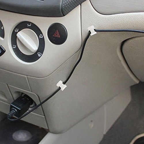 Cable Clips Adhesive Wire Cord Holder, 100PCS White Tip Clip Mount Base Organizer Drop Clamp for Car Home Office by INNKER, Nylon 66