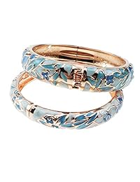 UJOY Joyería Vintage Cloisonne hecho a mano esmaltado precioso Rhinestone Oro bisagras Brazalete Brazaletes Regalos 88A12