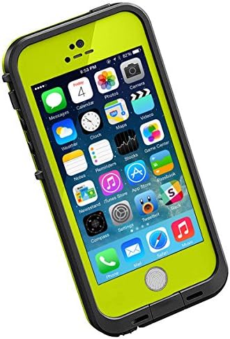 HESGI New Waterproof Dirtproof Snowproof Protection Case Cover for Apple Iphone 5S With Fingerprint Scanner Yellow Green