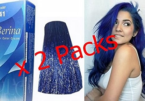 BERINA A41 Hair Color Cream Dye (Blue) -Pack of 2