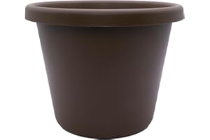 The HC Companies 24 Inch Round Classic Planter - Large Plastic Plant Pot for Indoor Outdoor Plants Flowers Herbs, Chocolate