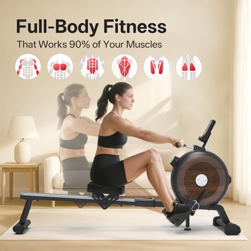 Rowing Machine, JOROTO Magnetic Rower Machines for Home Use, Adjustable Resistance Bluetooth Foldable Rowing Machines, Super Quiet, LCD Monitor and Tablet Holder