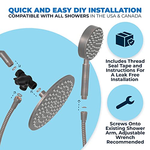 All Metal 3Way Shower Arm Diverter Valve For Dual Shower Head Combo, Oil Rubbed Bronze