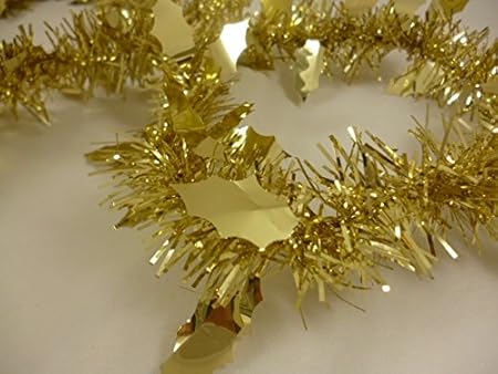 Immagini Natalizie Oro.Christmasshop 2 Metri Oro Tinsel Di Natale Con Agrifoglio Decorazione Albero Di Natale Amazon It Casa E Cucina