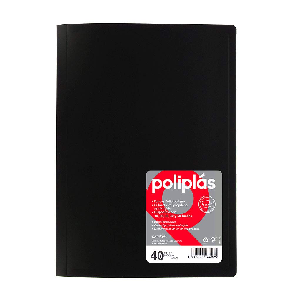 Grafoplas 1440010 - 40 Display Books, – Folder Foolscap, PP Covers, Black