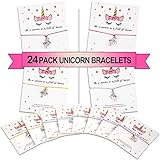 MORDUN 24 Unicorn Party Favors Set for Girls Birthday | Unicorn Charm Wish Bracelets | Gifts for Kids Teens Boys Baby Shower