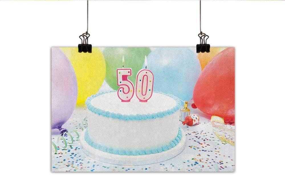 Amazon Com 50th Birthday Art Oil Paintings White Sweet Tasty Cake