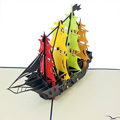 Ship - 3D Pop Up Greeting Card for All Occasions - Birthday, Love, Congrats, Good Luck, Sports, Retirement, Thank You, Congrats - Gifts for Family, Friends, Lovers (Ocean Ship)