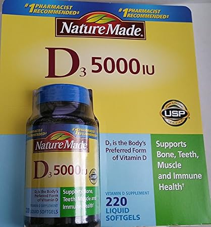 Nature Made Vitamin D-3 5000IU 220 Count Softgels