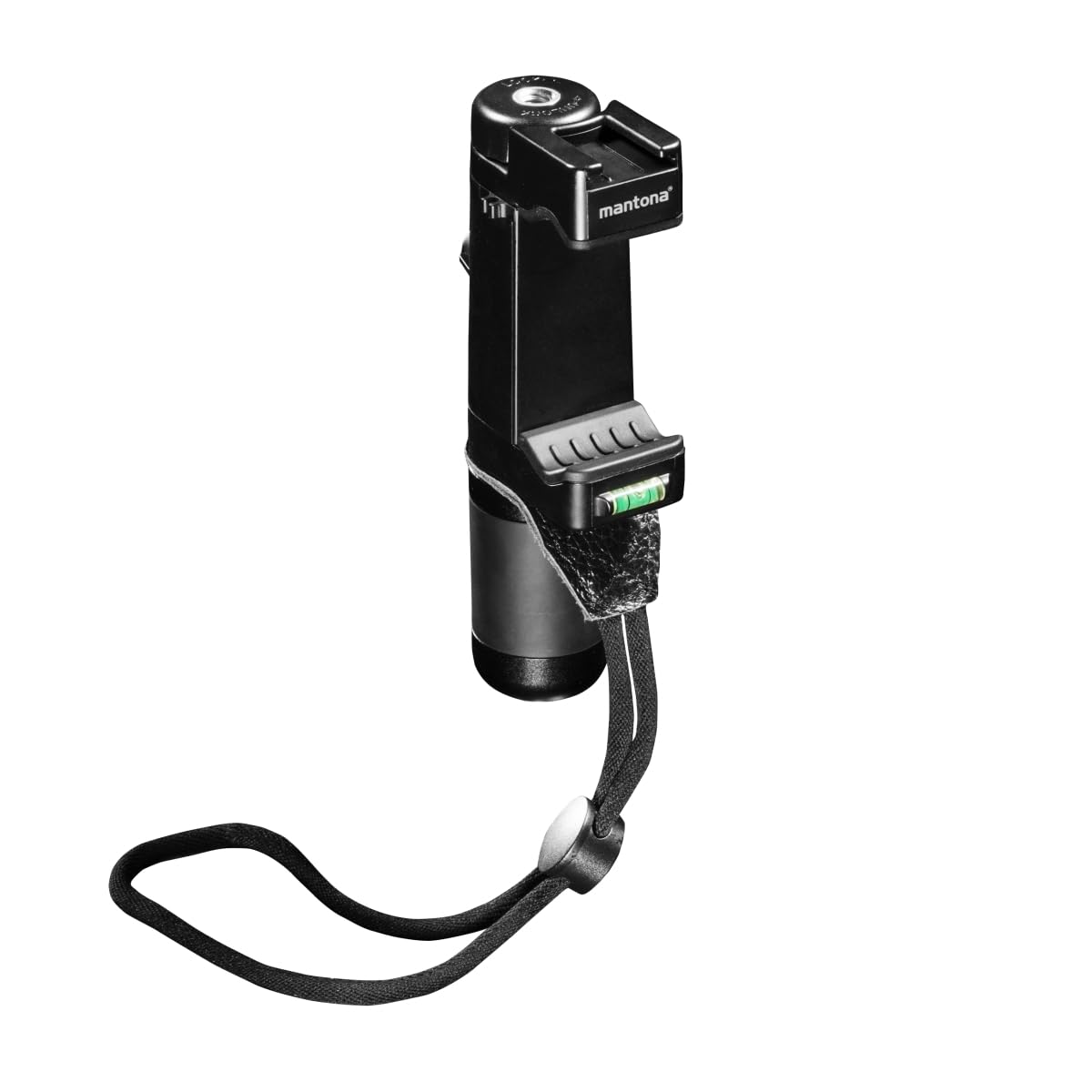 Mantona Movie Maker Smartphone Holder - Professional and Comfortable Clamp - Aluminium Handle for Smartphone and iPhone 55-94 mm Wide - 3 x 1/4 Inch and Flash Shoe