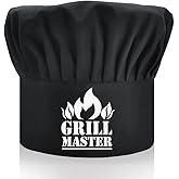 DYJYBMY Grill Master Adult Adjustable Chef Hat Grill BBQ Kitchen Cooking Baker Cap, Dad BBQ Gifts, Fathers Day Birthday Gifts for Men Husband Dad Uncle Grandfather Black