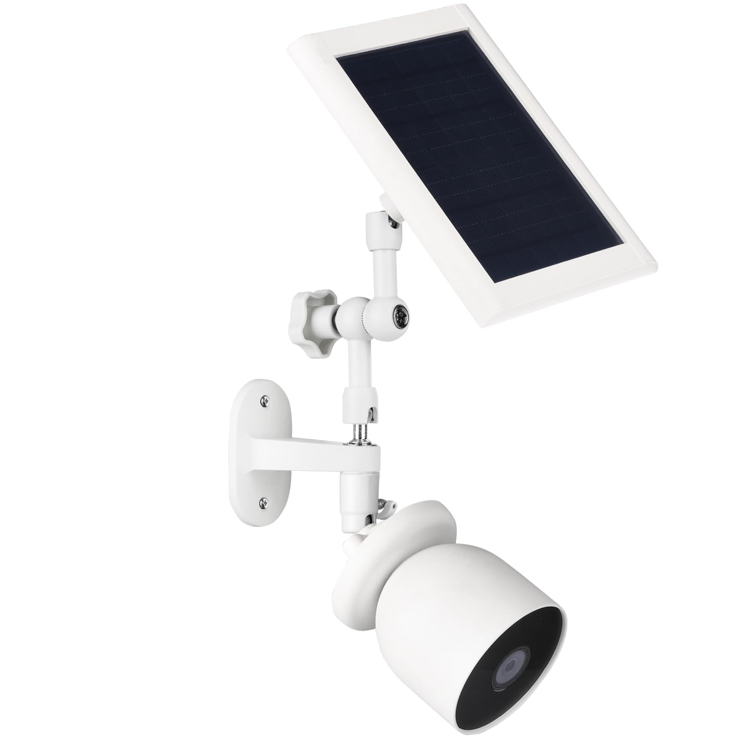 wochel 2-in-1 Wall Mount for Google Nest Cam Outdoor Camera and Solar Panel, 360° Adjustable Angle Provides A Better View for Solar Panel (White)