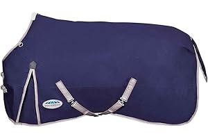 WeatherBeeta ComFiTec Essential Standard Neck Heavy Horse Blanket, Navy/Silver/Red, 72"