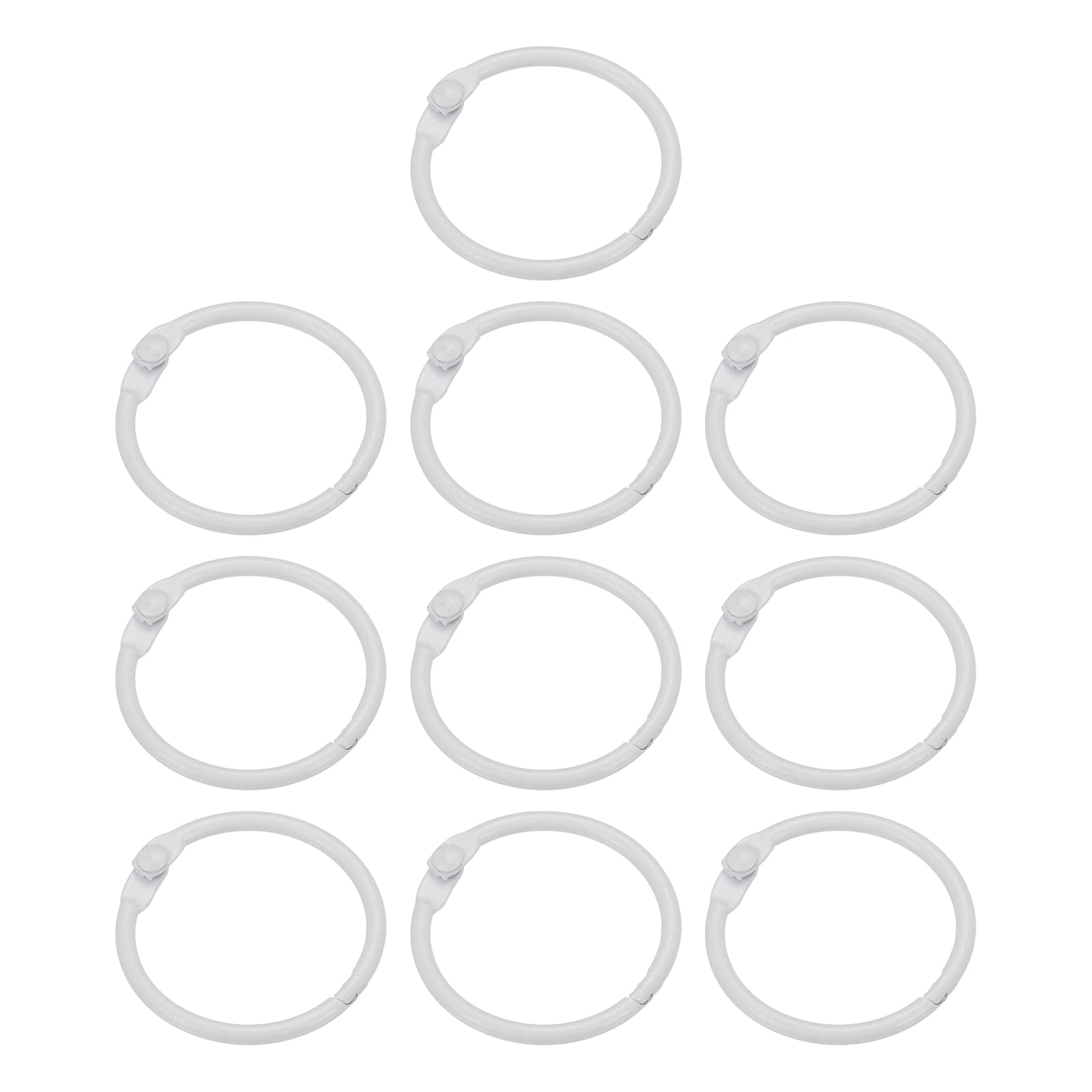 PATIKIL Loose Leaf Binder Rings 1 Inch, 10 Pack Metal Flash Card Book Binding Rings for Key Chain Index Card Scrapbooks, White — image 1